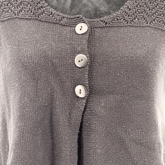 Vtg RXB Cardigan Women M Black Knit Top Textured Shell Buttons Hong Kong Flutter - Picture 5 of 7